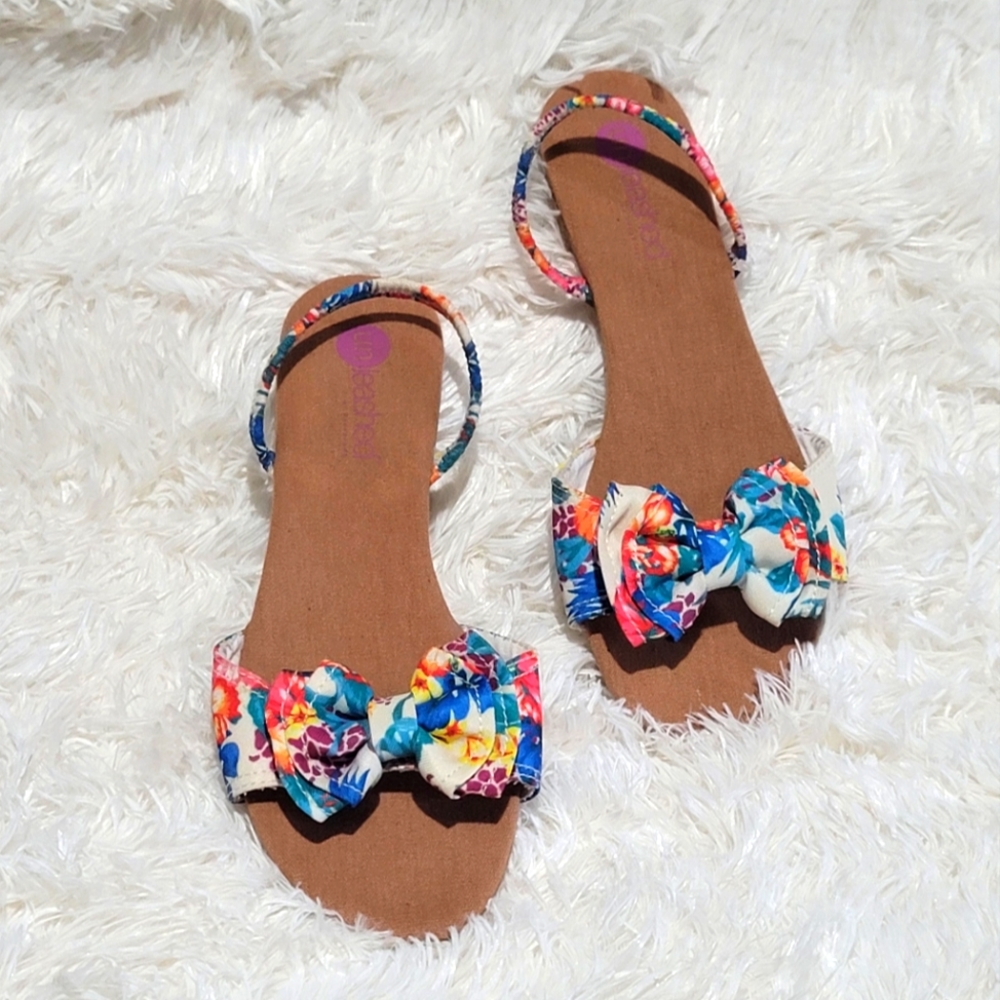 Unleashed Floral Bow Sandals NEW